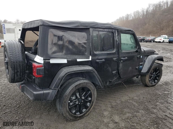2024 Jeep Wrangler 4xe Sahara with VIN 1C4RJXP60RW257385, listed as a Copart auction lot 52192275 with 20,899 mi miles and Salvage Title. Bid and sale history available at carsss.com. Image 3.