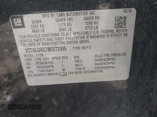 2011 GMC Terrain SLT-1 z VIN 2CTALUEC7B6272095, wystawiony jako IAAI lot #42210009 z przebiegiem 200 210 mil mil oraz . Historia ofert i sprzedaży dostępna na DreamBid. Obrazek 9.