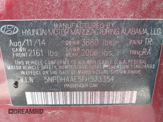 2015 Hyundai Elantra SE z VIN 5NPDH4AE5FH573354, wystawiony jako IAAI lot #41891143 z przebiegiem 161 821 mil mil oraz . Historia ofert i sprzedaży dostępna na DreamBid. Obrazek 9.