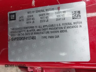 2015 Buick Verano Group with VIN 1G4PS5SK5F4187480, listed as a IAAI auction lot 41643223 with 133,941 mi miles and . Bid and sale history available at DreamBid. Image 9.