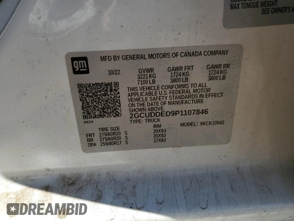 2023 Chevrolet Silverado 1500 LT with VIN 2GCUDDED9P1107846, listed as a Copart auction lot 79633744 with 33,157 mi miles and Salvage Title. Bid and sale history available at carsss.com. Image 14.