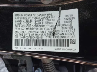 2019 Honda Civic Sport with VIN 2HGFC2F89KH569861, listed as a IAAI auction lot 41985114 with 104,880 mi miles and . Bid and sale history available at DreamBid. Image 9.