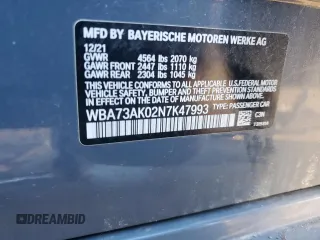 2022 BMW 2 Series 228i xDrive с VIN WBA73AK02N7K47993, выставлен на аукционе Copart как лот 44189065 с пробегом 166 527 миль миль и Списание • Salvage title. История ставок и продаж доступна на DreamBid. Изображение 14.