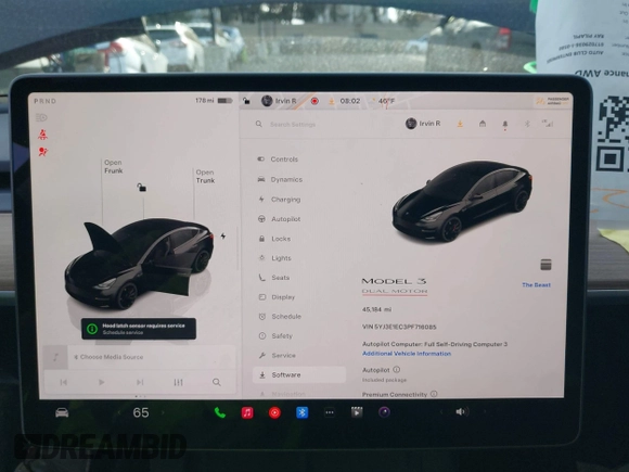 2023 Tesla Model 3 Performance z VIN 5YJ3E1EC3PF716085, wystawiony jako IAAI lot #41911684 z przebiegiem 45 184 mil mil oraz . Historia ofert i sprzedaży dostępna na DreamBid. Obrazek 16.
