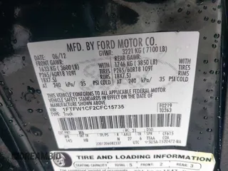 2012 Ford F-150 XL with VIN 1FTFW1CF2CFC15735, listed as a IAAI auction lot 41405687 with 205,457 mi miles. Bid and sale history available at carsss.com. Image 9.