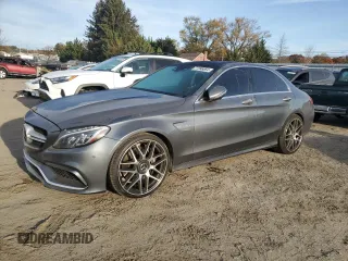 2017 Mercedes-Benz C 63 AMG with VIN 55SWF8GB3HU184554, listed as a Copart auction lot 77395064 with 106,723 mi miles and Salvage title. Bid and sale history available at DreamBid. Image 1.