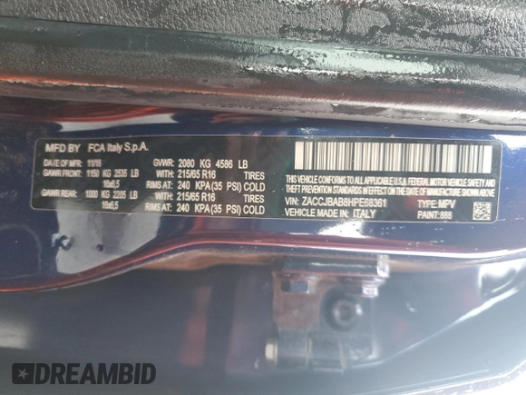 2017 Jeep Renegade Sport с VIN ZACCJBAB8HPE68361, выставлен на аукционе Copart как лот 58247275 с пробегом 88 759 миль миль и Списание • Salvage title. История ставок и продаж доступна на DreamBid. Изображение 13.
