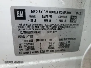 2020 Buick Encore GX Select with VIN KL4MMESL2LB095786, listed as a Copart auction lot 53663965 with 46,508 mi miles and Salvage title. Bid and sale history available at DreamBid. Image 14.