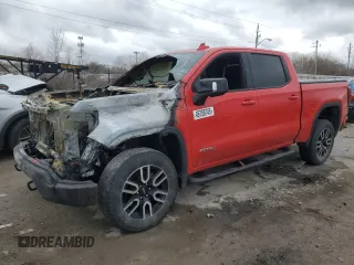 2021 GMC Sierra 1500 AT4 with VIN 1GTU9EET7MZ402509, listed as a Copart auction lot 49750745 with 0 mi miles and Salvage Title. Bid and sale history available at carsss.com. Image 1.