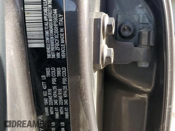 2017 FIAT 500X Urbana Edition with VIN ZFBCFXCB6HP590244, listed as a Copart auction lot 42720365 with 107,748 mi miles and Salvage title. Bid and sale history available at DreamBid. Image 13.