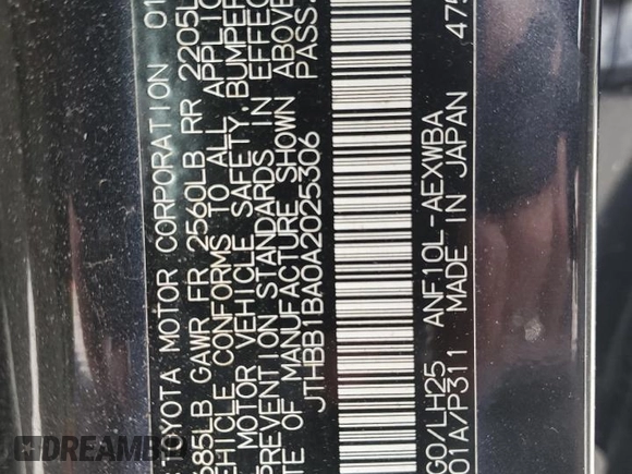 2010 Lexus HS 250h with VIN JTHBB1BA0A2025306, listed as a Copart auction lot 54450975 with 95,316 mi miles and Salvage Title. Bid and sale history available at DreamBid. Image 12.