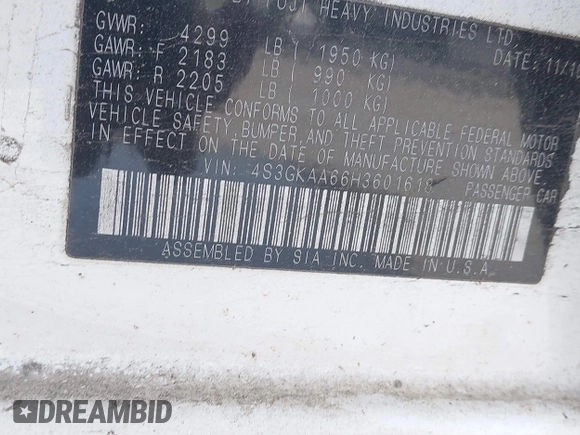 2017 Subaru Impreza z VIN 4S3GKAA66H3601618, wystawiony jako IAAI lot #42154944 z przebiegiem 29 382 mil mil oraz . Historia ofert i sprzedaży dostępna na DreamBid. Obrazek 9.