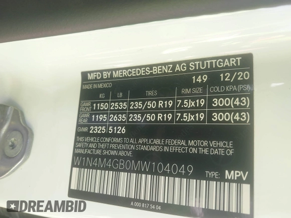 2021 Mercedes-Benz GLB 250 z VIN W1N4M4GB0MW104049, wystawiony jako IAAI lot #42292913 z przebiegiem 63 626 mil mil oraz . Historia ofert i sprzedaży dostępna na DreamBid. Obrazek 9.