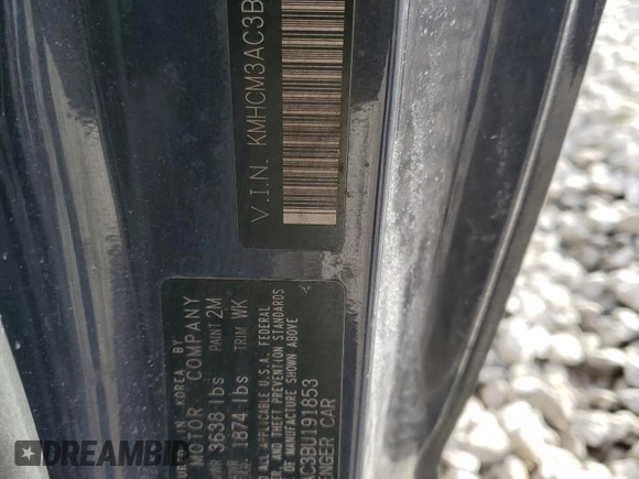2011 Hyundai Accent GS z VIN KMHCM3AC3BU191853, wystawiony jako Copart lot #42693495 z przebiegiem Nie podano mil oraz Szkoda całkowita • Salvage title. Historia ofert i sprzedaży dostępna na DreamBid. Obrazek 14.