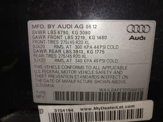 2013 Audi Q7 Premium Plus with VIN WA1LGAFE7DD000152, listed as a IAAI auction lot 42520904 with 137,516 mi miles and . Bid and sale history available at DreamBid. Image 9.