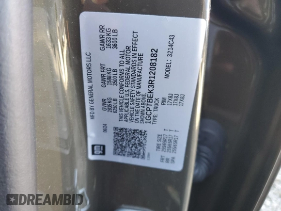 2024 Chevrolet Colorado 4WD Work Truck z VIN 1GCPTBEK3R1208182, wystawiony jako Copart lot #44642265 z przebiegiem 1 915 mil mil oraz Szkoda całkowita • Salvage title. Historia ofert i sprzedaży dostępna na DreamBid. Obrazek 12.