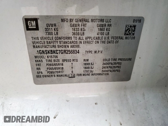 2016 Chevrolet Tahoe LT z VIN 1GNSKBKC7GR256834, wystawiony jako Copart lot #58178715 z przebiegiem 218 946 mil mil oraz Szkoda całkowita • Salvage title. Historia ofert i sprzedaży dostępna na DreamBid. Obrazek 13.