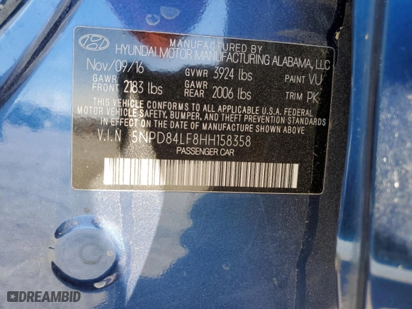 2017 Hyundai Elantra SE with VIN 5NPD84LF8HH158358, listed as a Copart auction lot 47265715 with 118,599 mi miles and Salvage Title. Bid and sale history available at carsss.com. Image 15.