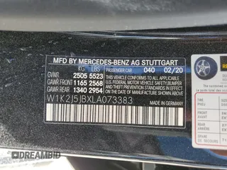 2020 Mercedes-Benz CLS with VIN W1K2J5JBXLA073383, listed as a Copart auction lot 40315504 with 0 mi miles. Bid and sale history available at carsss.com. Image 12.