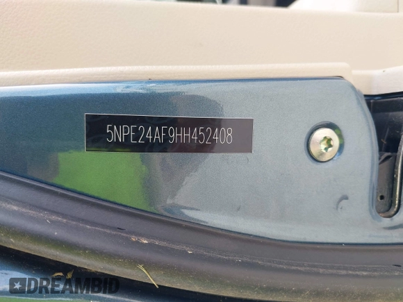 2017 Hyundai Sonata SE with VIN 5NPE24AF9HH452408, listed as a IAAI auction lot 42039484 with 105,004 mi miles. Bid and sale history available at carsss.com. Image 9.