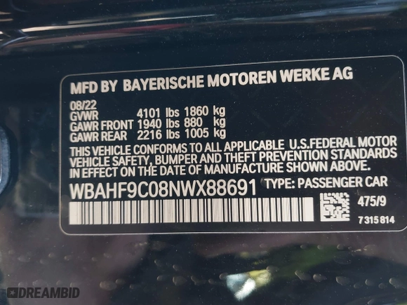 2022 BMW Z4 sDriveM40i with VIN WBAHF9C08NWX88691, listed as a IAAI auction lot 40983519 with 11,108 mi miles. Bid and sale history available at carsss.com. Image 9.