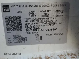 2023 Chevrolet Silverado 1500 LT Trail Boss with VIN 3GCUDFED2PG338896, listed as a Copart auction lot 72895014 with 39,444 mi miles and Salvage Title. Bid and sale history available at DreamBid. Image 13.