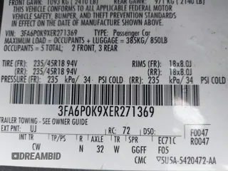 2014 Ford Fusion Titanium with VIN 3FA6P0K9XER271369, listed as a IAAI auction lot 41622854 with 187,471 mi miles. Bid and sale history available at carsss.com. Image 9.