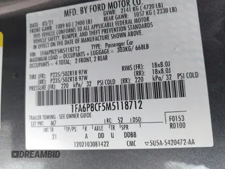 2021 Ford Mustang GT with VIN 1FA6P8CF5M5118712, listed as a IAAI auction lot 42400727 with 49,646 mi miles and . Bid and sale history available at DreamBid. Image 9.