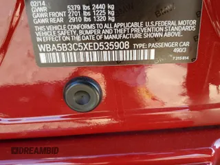 2014 BMW 5 Series 535i xDrive with VIN WBA5B3C5XED535908, listed as a Copart auction lot 47053305 with 78,205 mi miles and Salvage Title. Bid and sale history available at carsss.com. Image 15.