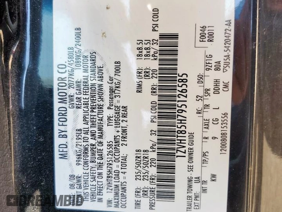 2009 Ford Mustang GT with VIN 1ZVHT85H795126585, listed as a Copart auction lot 64639495 with 140,661 mi miles and Salvage title. Bid and sale history available at DreamBid. Image 12.