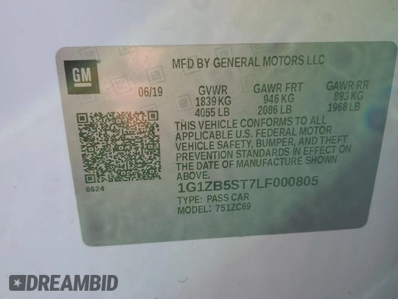 2020 Chevrolet Malibu LS with VIN 1G1ZB5ST7LF000805, listed as a Copart auction lot 80639724 with 142,450 mi miles and Salvage Title. Bid and sale history available at DreamBid. Image 12.