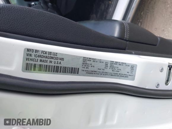 2021 Dodge Durango SXT Plus with VIN 1C4RDHAG0MC631485, listed as a IAAI auction lot 41914149 with 75,996 mi miles and . Bid and sale history available at DreamBid. Image 9.