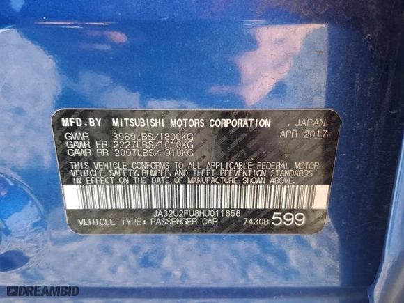 2017 Mitsubishi Lancer ES with VIN JA32U2FU8HU011656, listed as a Copart auction lot 75515664 with 119,981 mi miles and Salvage Title. Bid and sale history available at carsss.com. Image 12.