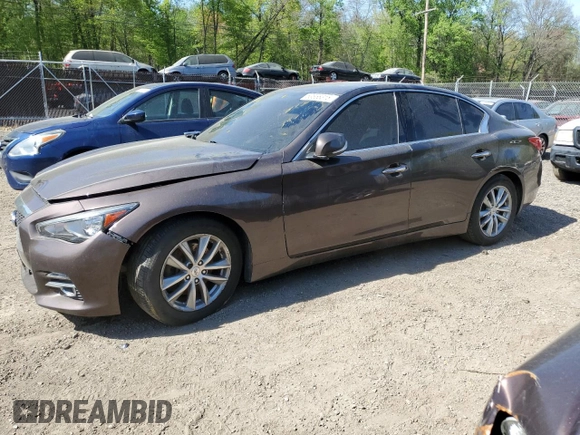 2015 Infiniti Q50 Premium with VIN JN1BV7AP0FM339781, listed as a Copart auction lot 53658315 with 179,703 mi miles and Salvage Title. Bid and sale history available at carsss.com. Image 1.