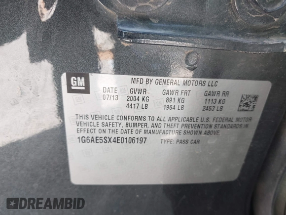 2014 Cadillac ATS Premium with VIN 1G6AE5SX4E0106197, listed as a IAAI auction lot 41720184 with 106,919 mi miles. Bid and sale history available at carsss.com. Image 9.