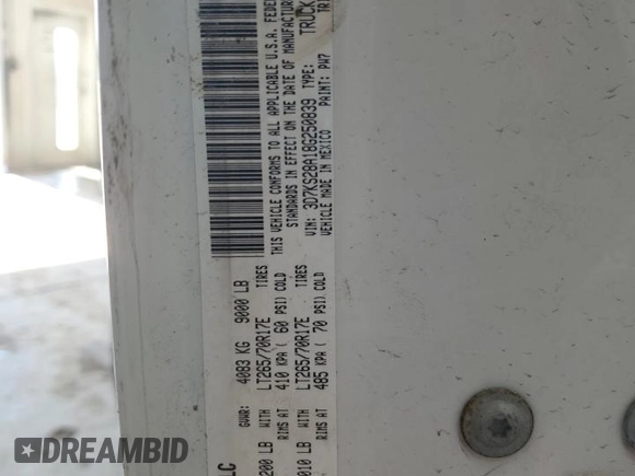 2008 Dodge 2500 SLT with VIN 3D7KS28A18G250839, listed as a Copart auction lot 46255255 with 107,405 mi miles and Salvage Title. Bid and sale history available at DreamBid. Image 12.