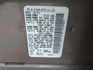 2013 Nissan Murano SL z VIN JN8AZ1MU7DW203584, wystawiony jako IAAI lot #41245405 z przebiegiem Nie podano mil oraz . Historia ofert i sprzedaży dostępna na DreamBid. Obrazek 9.
