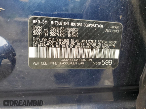 2014 Mitsubishi Lancer ES with VIN JA32U2FU2EU007839, listed as a Copart auction lot 63634755 with 202,877 mi miles and Salvage title. Bid and sale history available at DreamBid. Image 12.