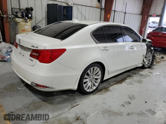 2015 Acura RLX Tech Pkg with VIN JH4KC1F5XFC001090, listed as a Copart auction lot 88261555 with 0 mi miles and Salvage Title. Bid and sale history available at carsss.com. Image 3.