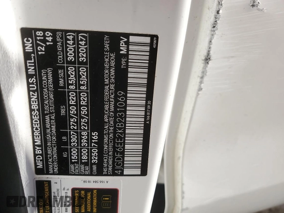 2019 Mercedes-Benz GLS 450 with VIN 4JGDF6EE2KB231069, listed as a Copart auction lot 46750895 with 89,662 mi miles and Salvage title. Bid and sale history available at DreamBid. Image 15.