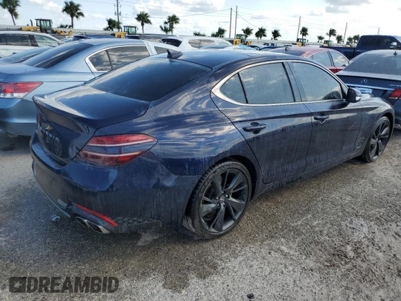2023 Genesis G70 2.0T with VIN KMTG34TA9PU120546, listed as a Copart auction lot 75130334 with Not Provided miles and Salvage Title. Bid and sale history available at DreamBid. Image 3.