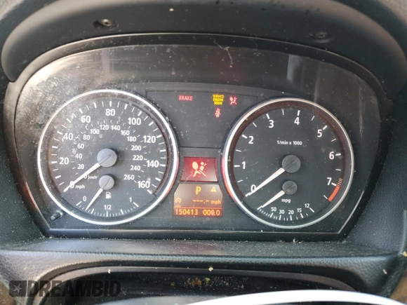 2007 BMW 3 Series 328i with VIN WBAVC53527FZ72348, listed as a Copart auction lot 57903415 with 150,413 mi miles and Salvage title. Bid and sale history available at DreamBid. Image 9.