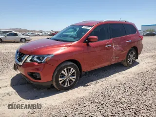 2017 Nissan Pathfinder SV z VIN 5N1DR2MM0HC614732, wystawiony jako Copart lot #57819535 z przebiegiem 77 572 mil mil oraz Szkoda całkowita • Salvage title. Historia ofert i sprzedaży dostępna na DreamBid. Obrazek 1.