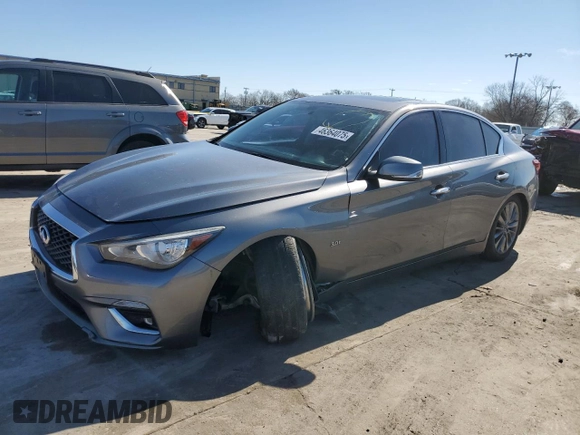 2019 Infiniti Q50 Luxe with VIN JN1EV7AR4KM591722, listed as a Copart auction lot 46364075 with 78,760 mi miles and Salvage Title. Bid and sale history available at carsss.com. Image 1.