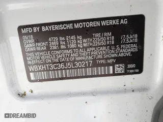 2018 BMW X1 xDrive28i with VIN WBXHT3C36J5L30217, listed as a IAAI auction lot 41237775 with 60,071 mi miles. Bid and sale history available at carsss.com. Image 9.