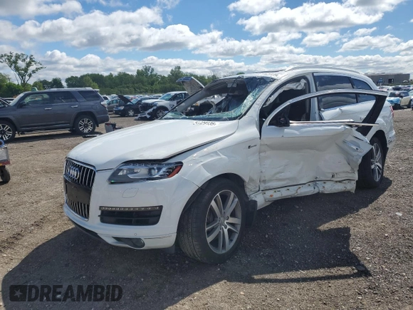 2015 Audi Q7 Premium Plus with VIN WA1LGAFE6FD029046, listed as a Copart auction lot 57629135 with 116,962 mi miles and Salvage title. Bid and sale history available at DreamBid. Image 1.