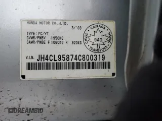 2004 Acura TSX with VIN JH4CL95874C800319, listed as a Copart auction lot 85513254 with 216,426 mi miles and Salvage title. Bid and sale history available at DreamBid. Image 12.