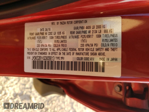2016 Mazda CX-5 Sport with VIN JM3KE2BYXG0805613, listed as a Copart auction lot 86968884 with 114,524 mi miles and Clean Title. Bid and sale history available at carsss.com. Image 13.