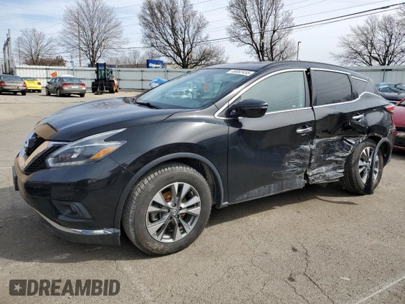 2018 Nissan Murano SL with VIN 5N1AZ2MH1JN141407, listed as a Copart auction lot 49082455 with 92,050 mi miles and Salvage Title. Bid and sale history available at DreamBid. Image 1.