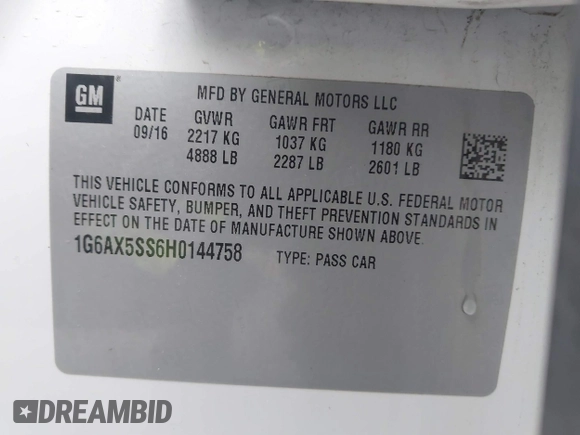 2017 Cadillac CTS Luxury AWD with VIN 1G6AX5SS6H0144758, listed as a IAAI auction lot 41745057 with 83,052 mi miles and . Bid and sale history available at DreamBid. Image 9.